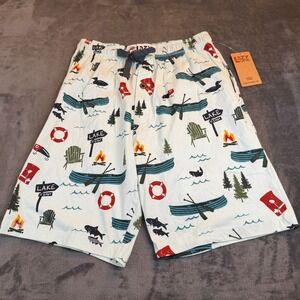 Lazy One Lake Life Pajama Sleep Shorts Men's Small White Canoe Duck Camp NWT
